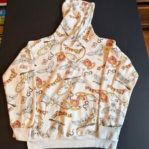 Harry Potter Wizarding World Gryffindor Hedwig All Over Print Hoodie Small Cream